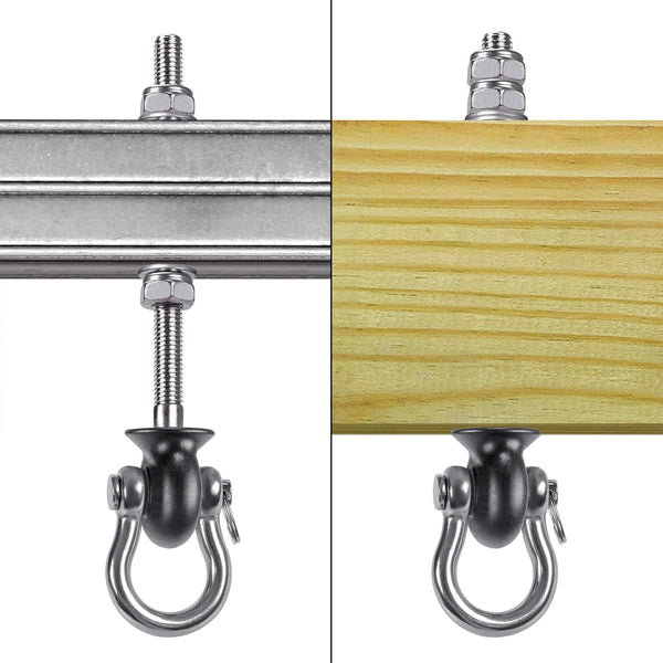 Dolibest 6pcs Swing Hanger, Heavy Duty Hammock Hook M8 Hanging Chair Screw Eye Bolt 195mm Swivel Ceiling Beam Mounting Bracket for Yoga Rope/Aerial