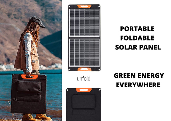 Mobisolar 60W Foldable Solar Panel Portable Monocrystalline Solar Charger for Power Station Caravan Boat Camping Camper 12V Car Off-grid Home RV Battery with USB and DC outputs (Mono Perc Design.)