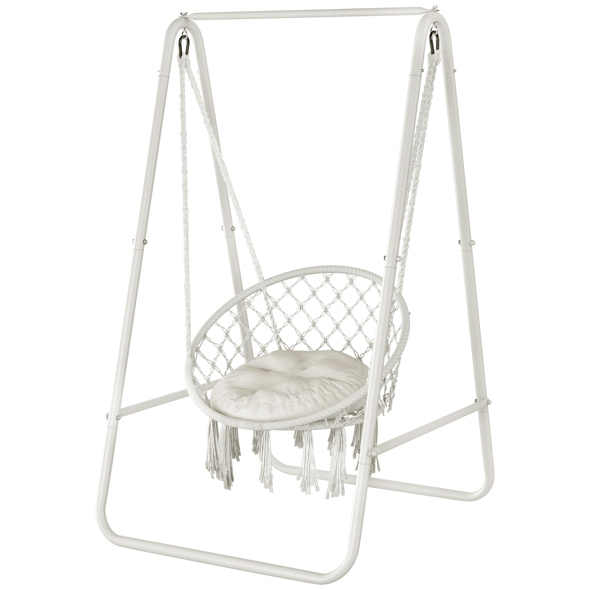 YITAHOME Hanging Chair with Stand, 85x92x153cm Hammock Swing Chair with Cushion, Heavy-Duty Steel Hammock Stand with 100kg Capacity for Living Room,