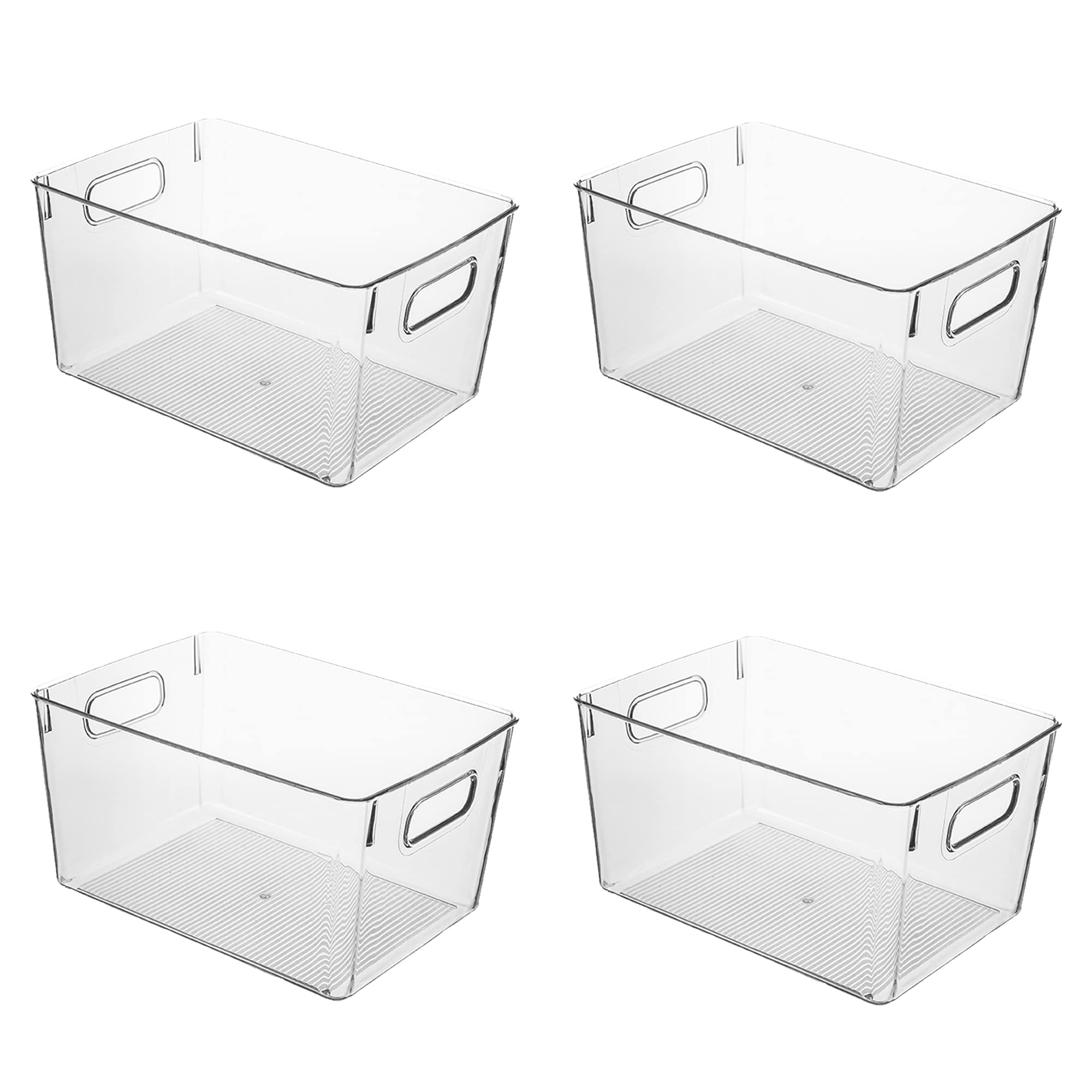 Amtido Clear Plastic Storage Bins for Fridge, Cupboard, Pantry, and Kitchen - Versatile Organisers for Food, Fruit, Vegetable, Cleaning Products, and