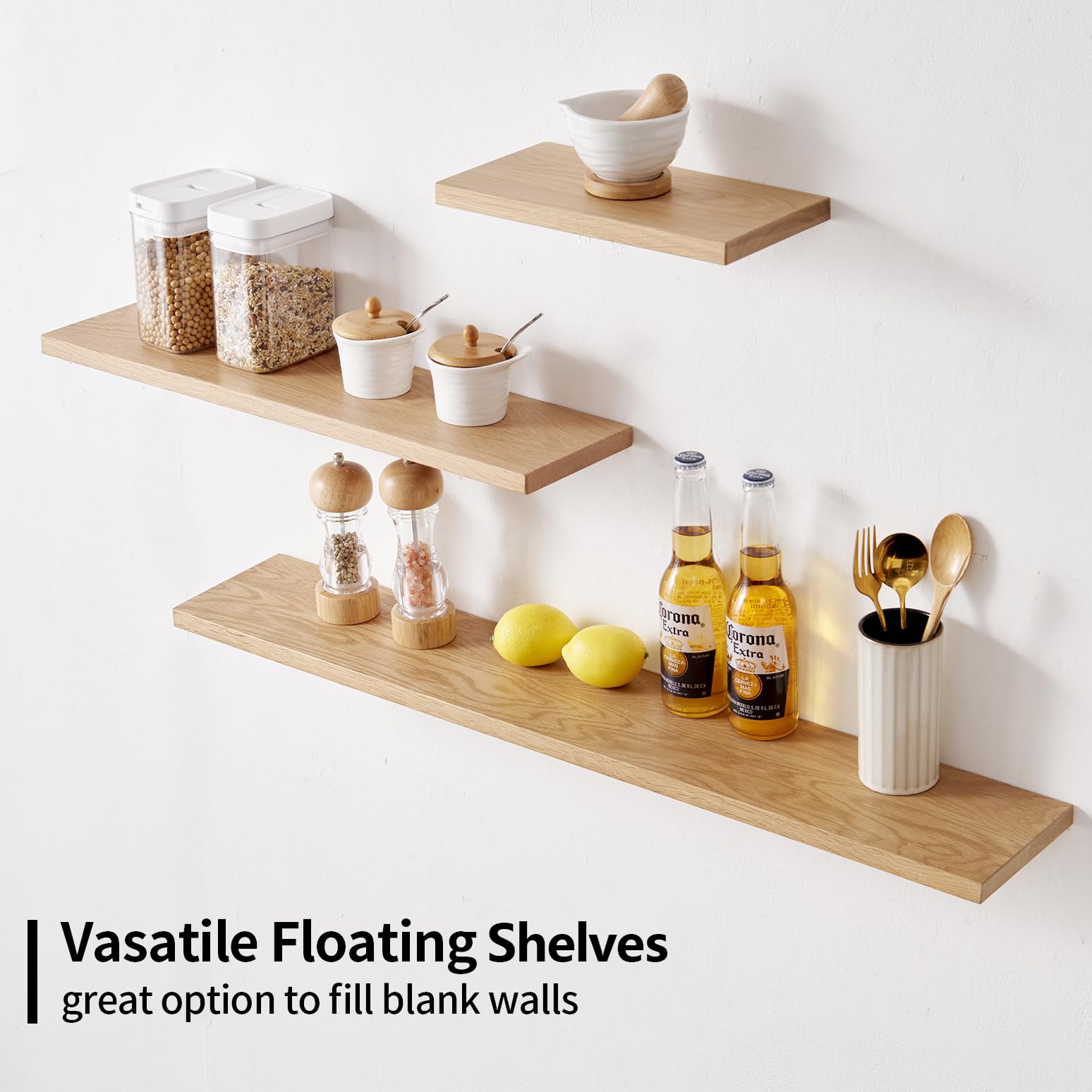 Gieanoo Floating Shelf, 70cm Solid Oak Wood Rustic Wall Shelf Wall mounted Radiator shelf Display Shelf For Living Room, Kitchen, Bedroom