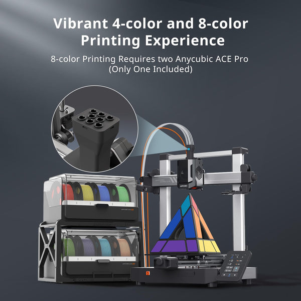 ANYCUBIC Kobra 3 V2 Combo 3D Printer, 600mm/s Fast Printing FDM 3D Printer, Multicolor Printing Up to 8 Colors, Active Drying, Upgraded Auto-leveling, Print Size 255x255x260mm, Realize Smooth Printing