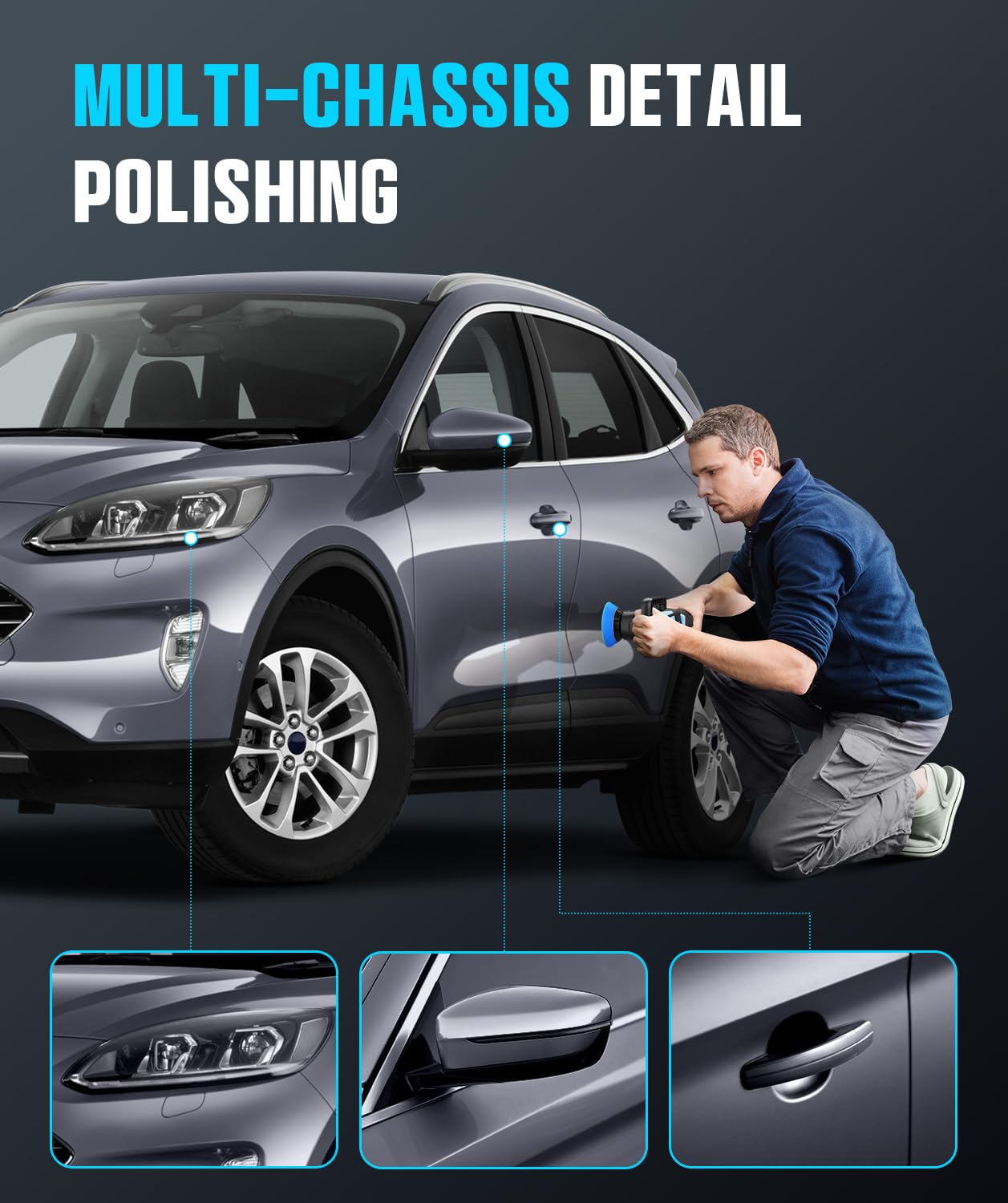 RAYBAO Car Polisher, 1200W Car Polishers and Buffers, Variable Speed 1600-3500RPM, Car Buffer Polisher Machine with Detachable Handle, 180mm/150mm Disc for Polishing/Waxing