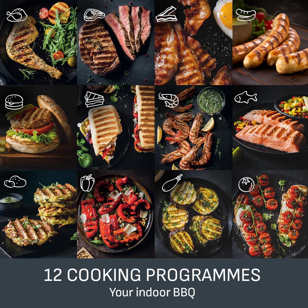 Tefal GC722D40 Optigrill Plus X-Large Grill with 9 Automatic Settings and Cooking Sensor, Non Stick Removable Plates, Automatic Settings and Cooking Sensor, Stainless Steel, Xl