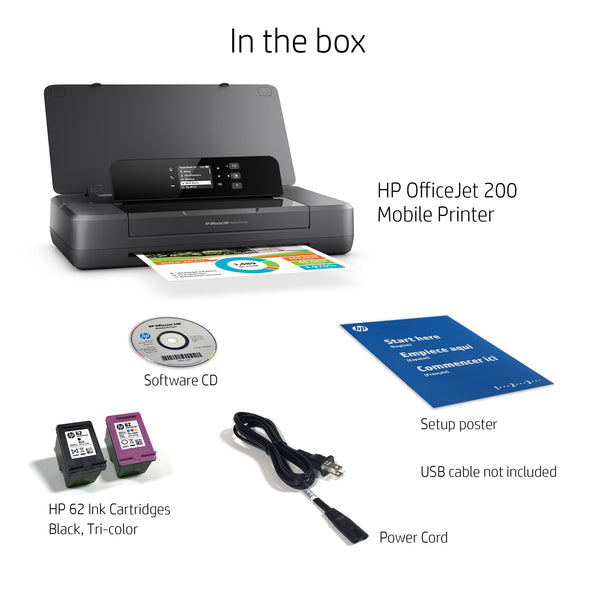 HP 2M32H38 Officejet 200 Colour Wireless Mobile Printer, Black