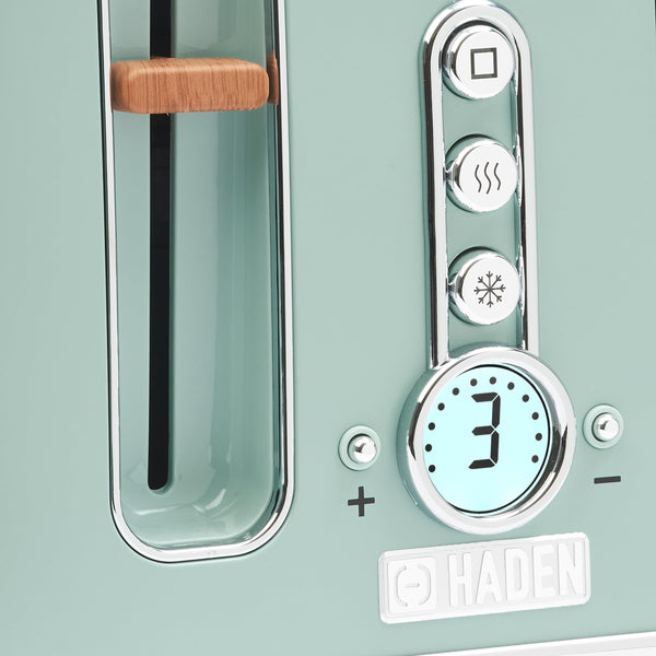 Haden Dorchester Toaster 4 Slice  Stainless Steel Body - Modern LCD Display - 6 Browning Levels - Cancel/Defrost/Reheat - 1900-2300W Digital 4 Slice