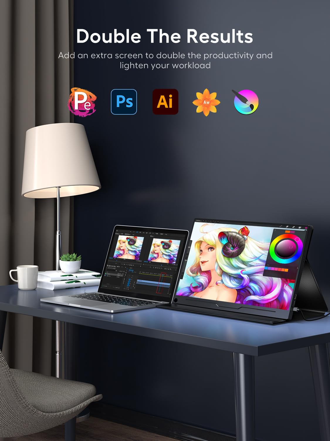 UPERFECT Portable Monitor 18.5 Inch 120Hz，Portable Gaming Monitor 1080P FHD 100% sRGB Matte Screen, IPS HDR FreeSync Speaker HDMI USB C Monitor, VESA & Smart Cover