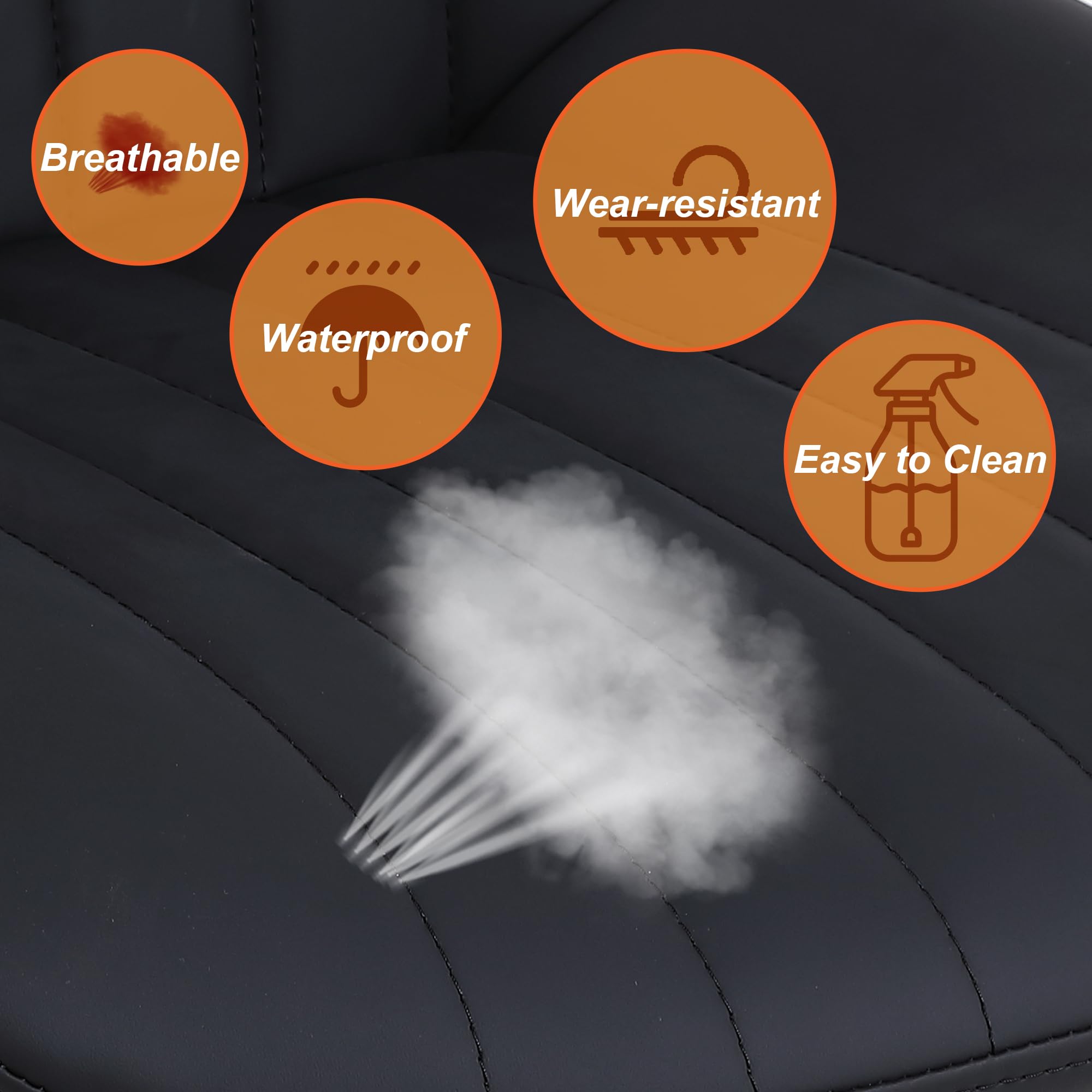 Youhauchair Bar Stools Set of 2, Swivel Counter Height Barstools with Back, Adjustable PU Leather Bar Chairs, Modern Armless Kitchen Island Stool, Black