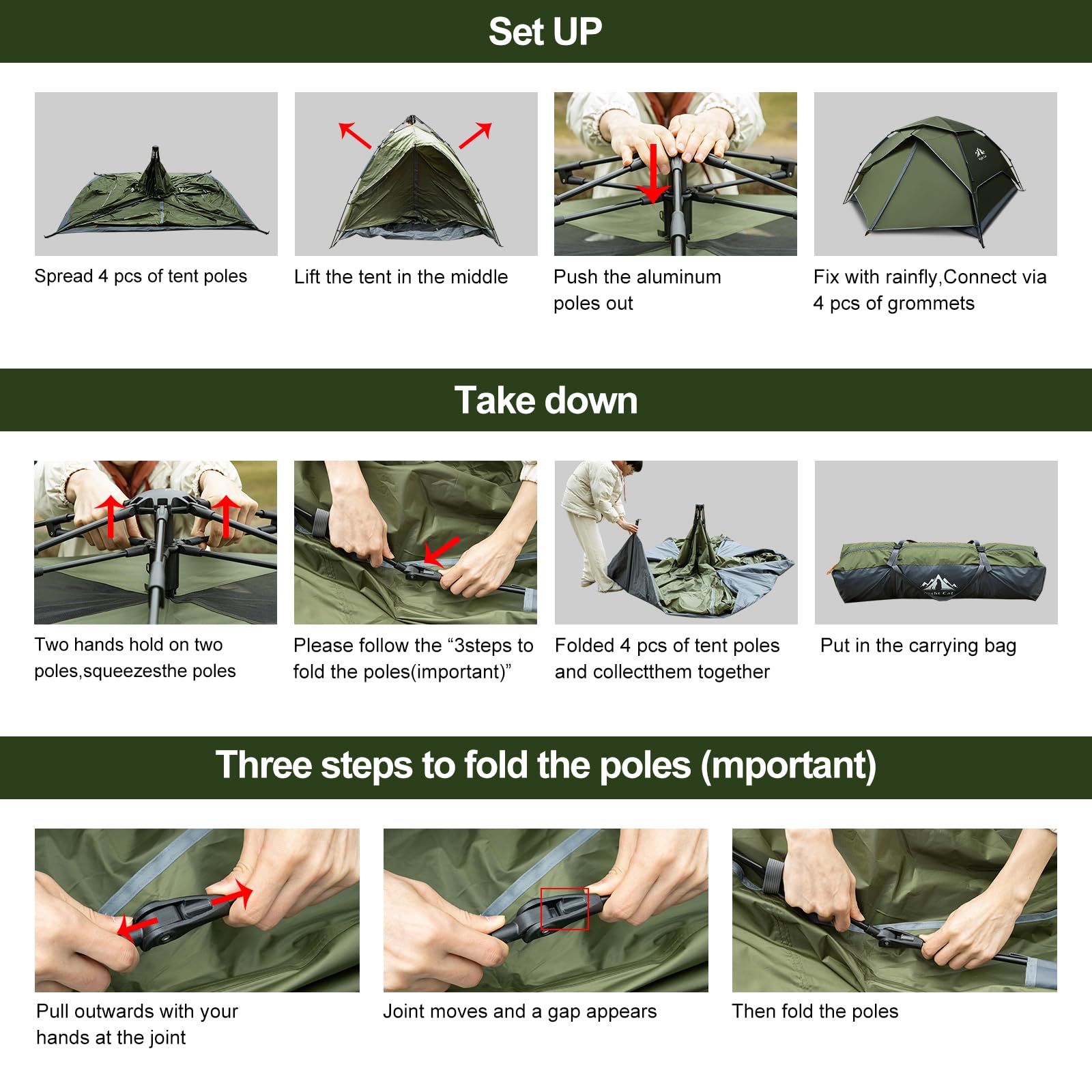 Night Cat Pop Up Tent for 3 4 Man: Waterproof Camping Tent Easy Set Up for Family Festival Camping Picnic in Garden Backyard Park