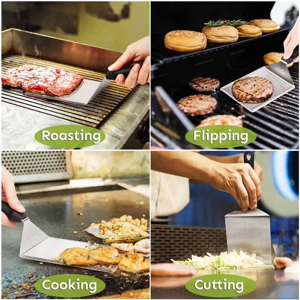 HULISEN Smashed Burger Kit, Burger Press, 12 Inch Basting Cover, Grill Spatula, Spice Dredge Shaker and 2 Squeeze Bottles - Griddle Accessories Kit