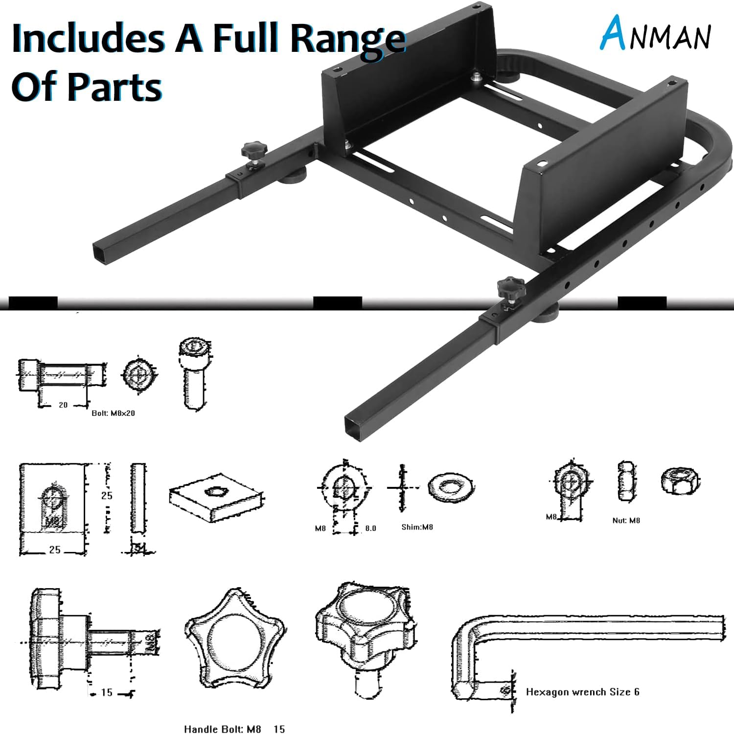 Anman Racing Simulator Cockpit with Black Seat Fit for Minneer Dardoo Flight Sim Game Chair with Neck Pillow Lumbar and Seat Belt Drilling Support for DIY(Not Included Wheel Shifter Pedal)