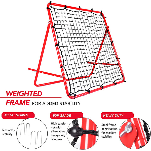 DRM Foldable Football Rebounder Net with Thickened Tube and Ropes, Soccer Rebounder Net Training Soccer Kickback Target Goal Net for Kids and