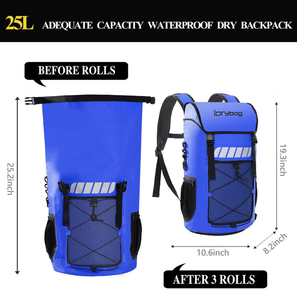 IDRYBAG Waterproof Backpack for Men 25L/45L, Dry Bags Waterproof Bag Kayak, Waterproof Dry Bag Backpack Hiking