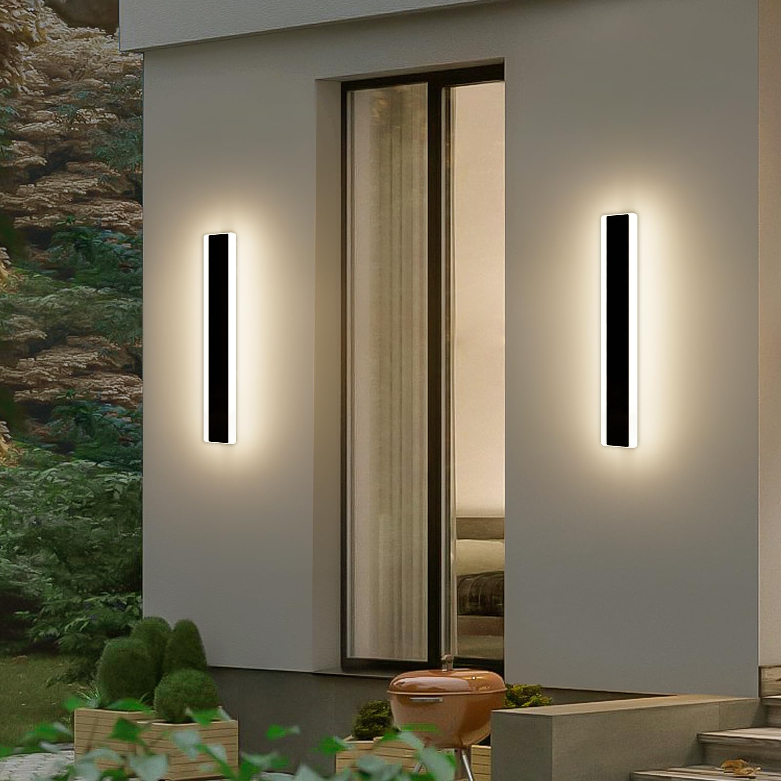 Mikeru 6500k Cool White Outdoor Wall Light, 150cm Modern Porch Wall Light, LED Vertical Long Acrylic Garden Fixture, IP65 Waterproof for Balcony, Living Room, Garage, Patio