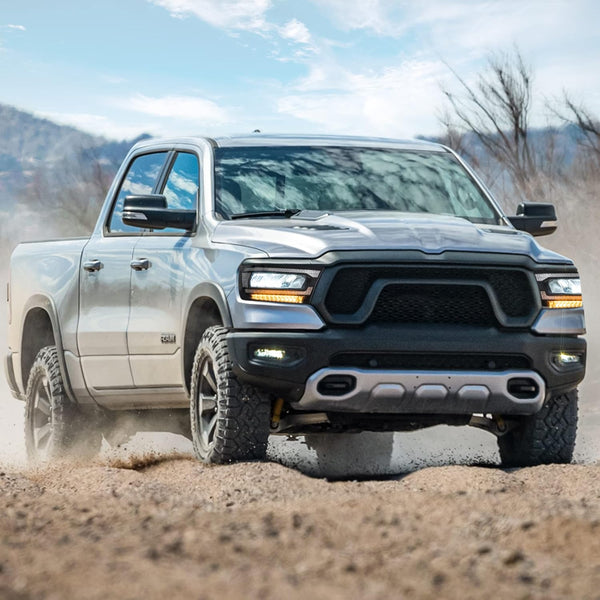 VLAND Motor LED Headlights compatible with 2019-2024 Ram 1500 Tradesman/Lone Star/Big Horn/Laramie/Rebel [Not fit classic, TRX, factory LED projector], w/Amber sequential indicator - Amber