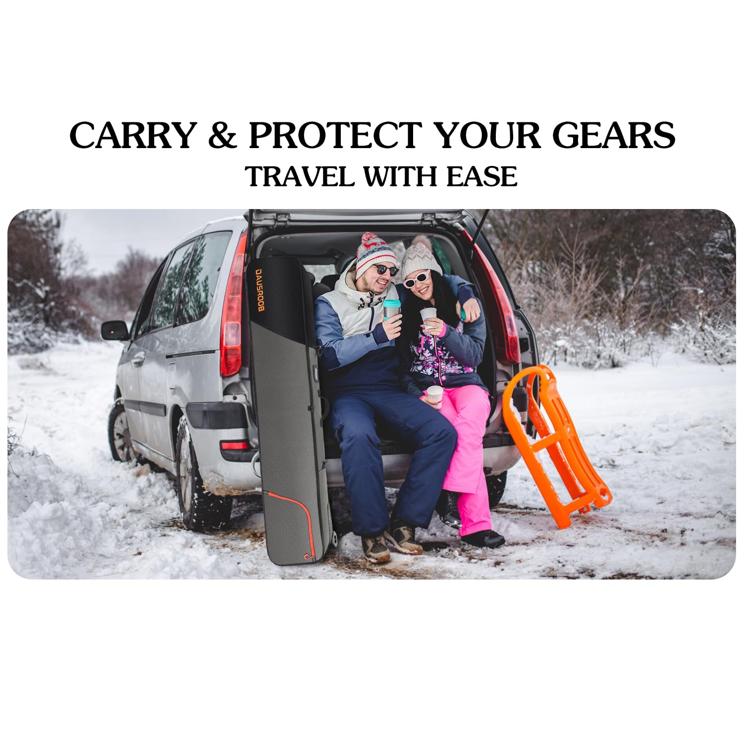 DAUSROOB Snowboard Bag with Wheels Premium 1680D- Oxford Padded Ski Bag Waterproof Travel Bag for Flying, All-Terrain Ski Snowboardbag(164cm)