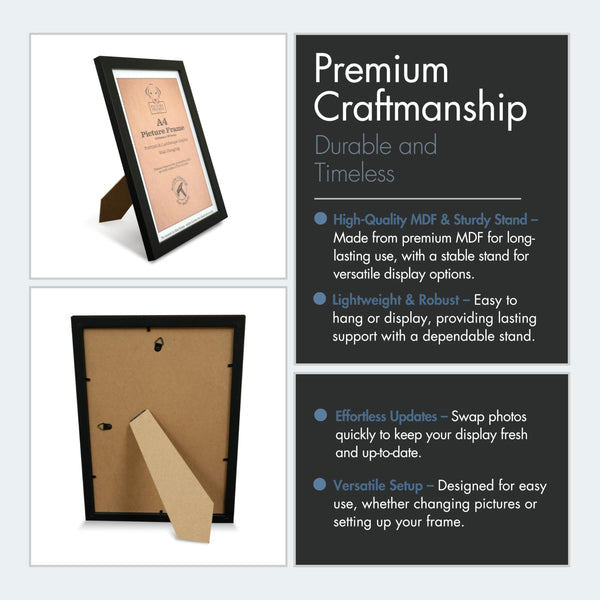 12 Pack A4 Black Picture Frames  Modern Frames for Photos, Prints & Certificates, Wall Mounted & Freestanding