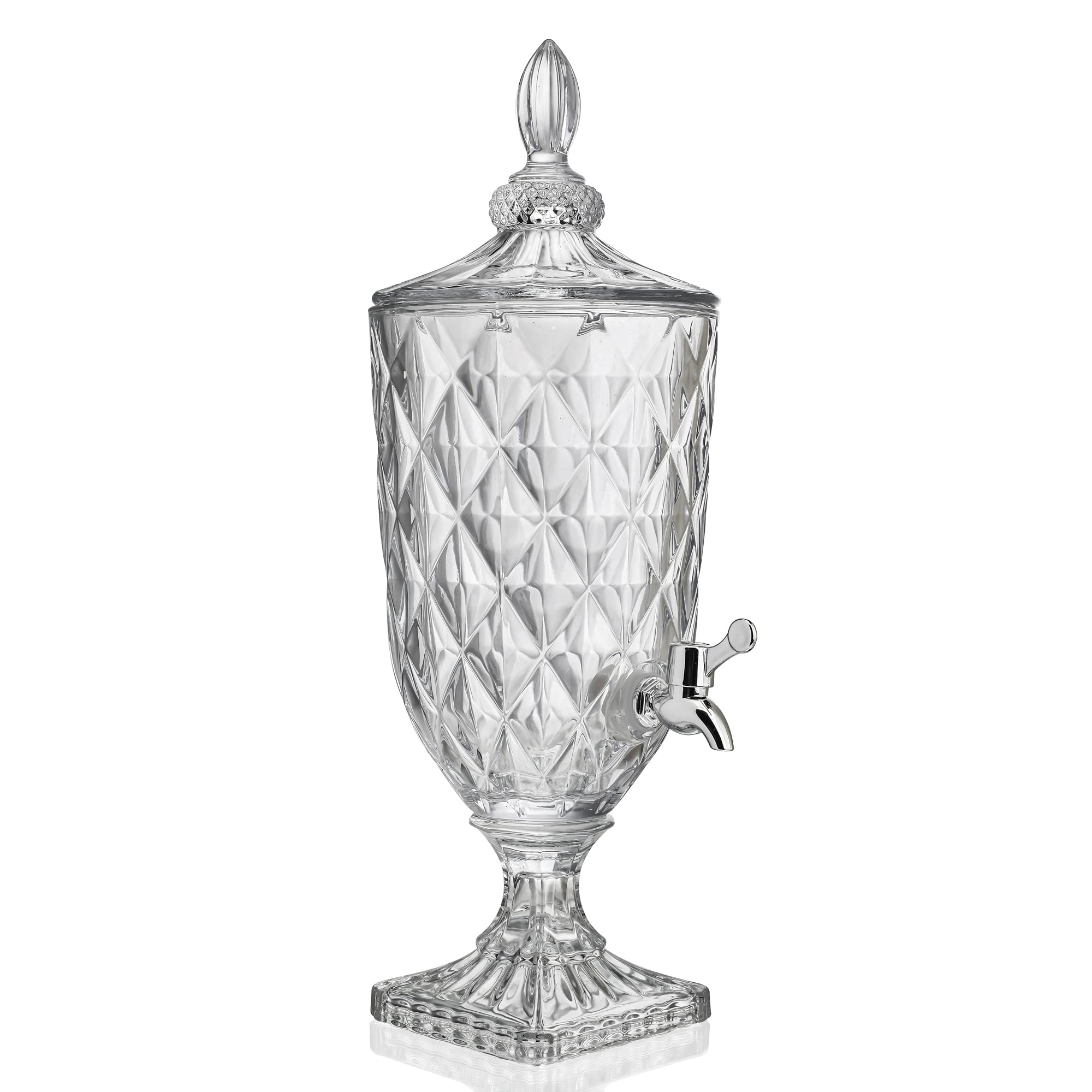 0.8 Galllon Glass Drink Dispenser for Parties with Spigot Glass Iced Beverage Dispenser with Lid Wide Mouth Beverage Server for Party Bar Wedding