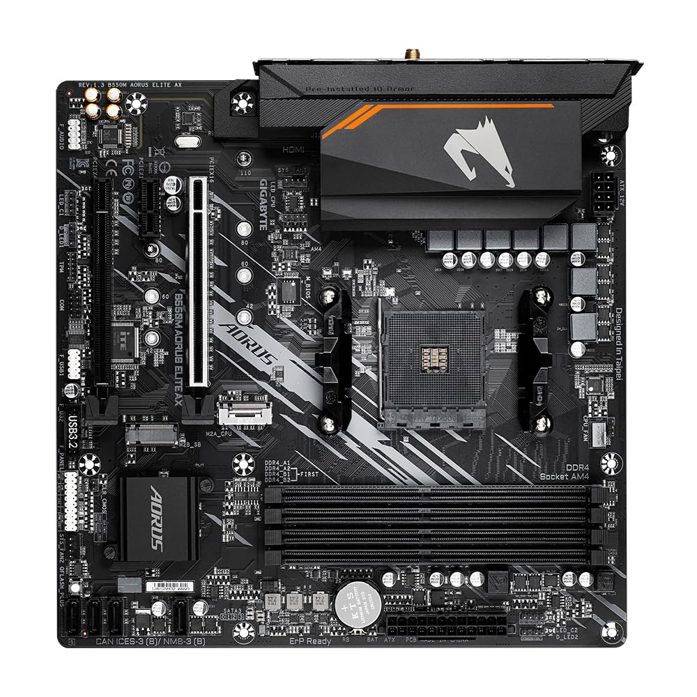 Gigabyte B550 AORUS ELITE V2 Motherboard - Supports AMD Ryzen 5000 Series AM4 CPUs, 12+2 Phases Digital Twin Power Design, up to 4733MHz DDR4 (OC), 2xPCIe 3.0 M.2, 2.5GbE LAN, USB 3.2 Gen1