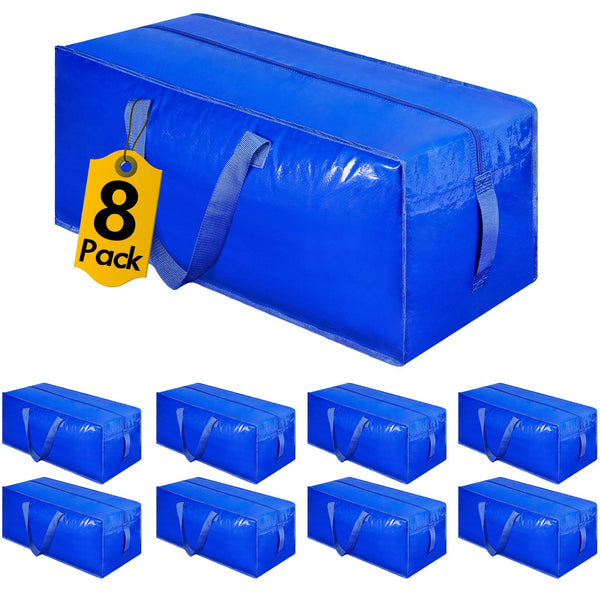 8-Pack Extra Large Moving Bags, Heavy Duty Storage Bags w/Strong Handle & Zippers, Storage Tote for Space Saving, Alternative to Moving Boxes, Bags