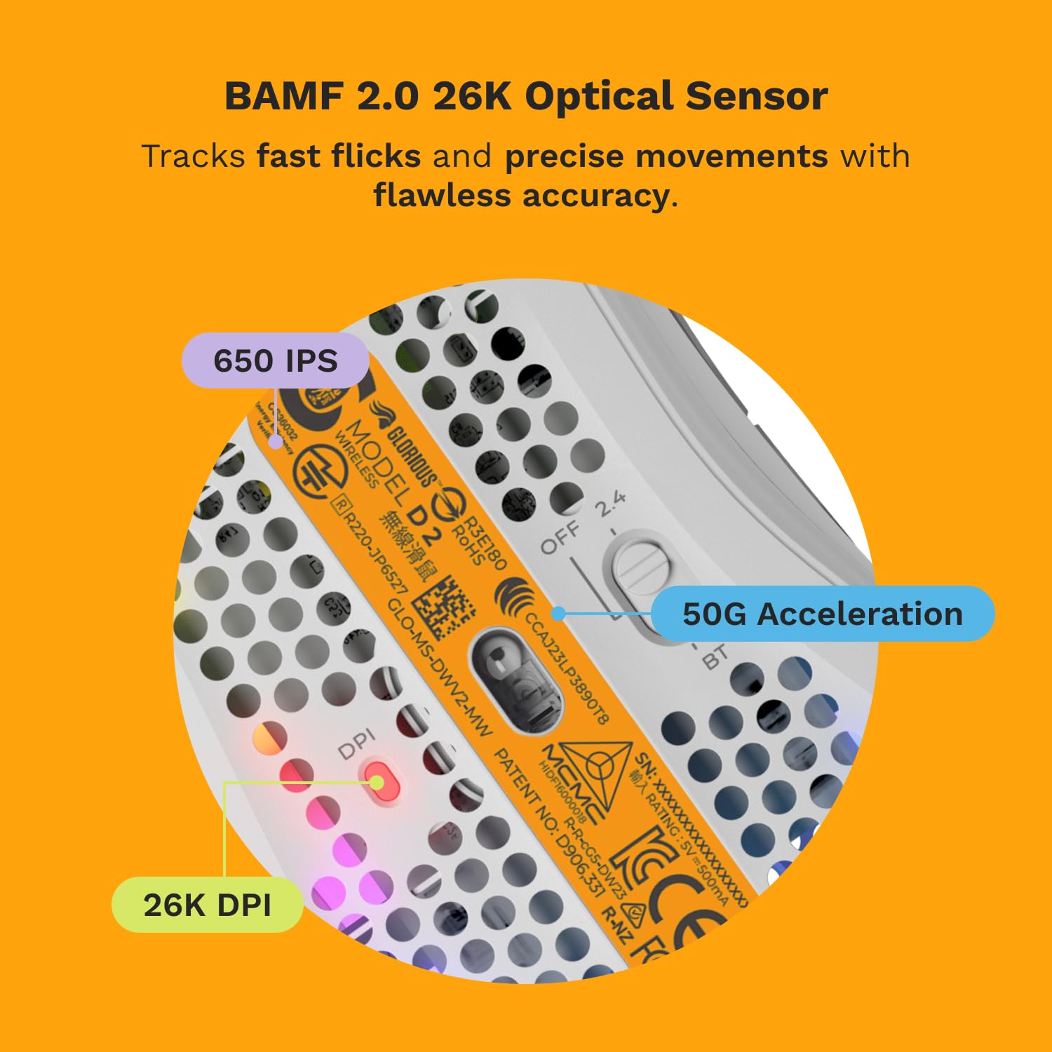 Glorious Gaming Model D Wired Gaming Mouse - 68g Superlight Honeycomb Design, RGB, Ergonomic, Pixart 3360 Sensor, Omron Switches, PTFE Feet, 6 Buttons - Glossy Black