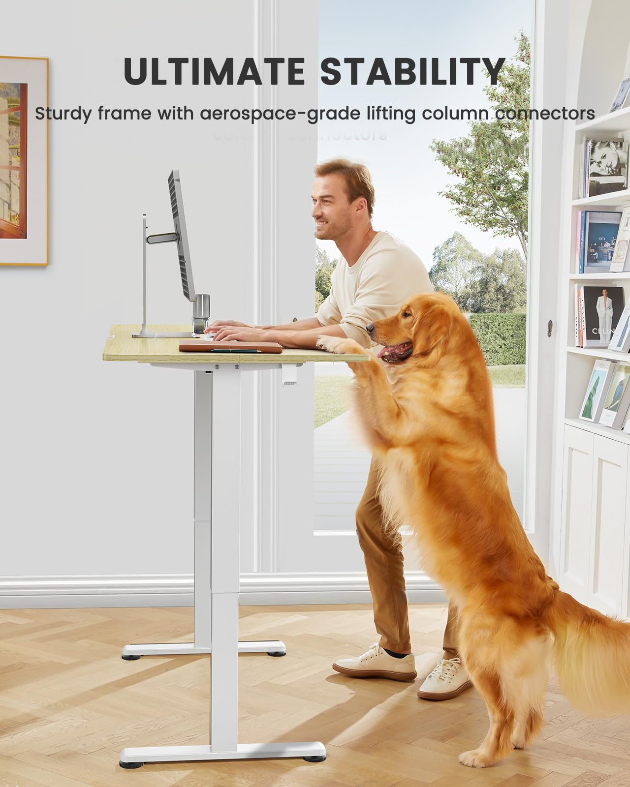 ErGear Electric Standing Desk Height Adjustable 120 x 60cm, Sit Stand Desk with 4 Memory Smart Pannel for Home Office with Splice Board