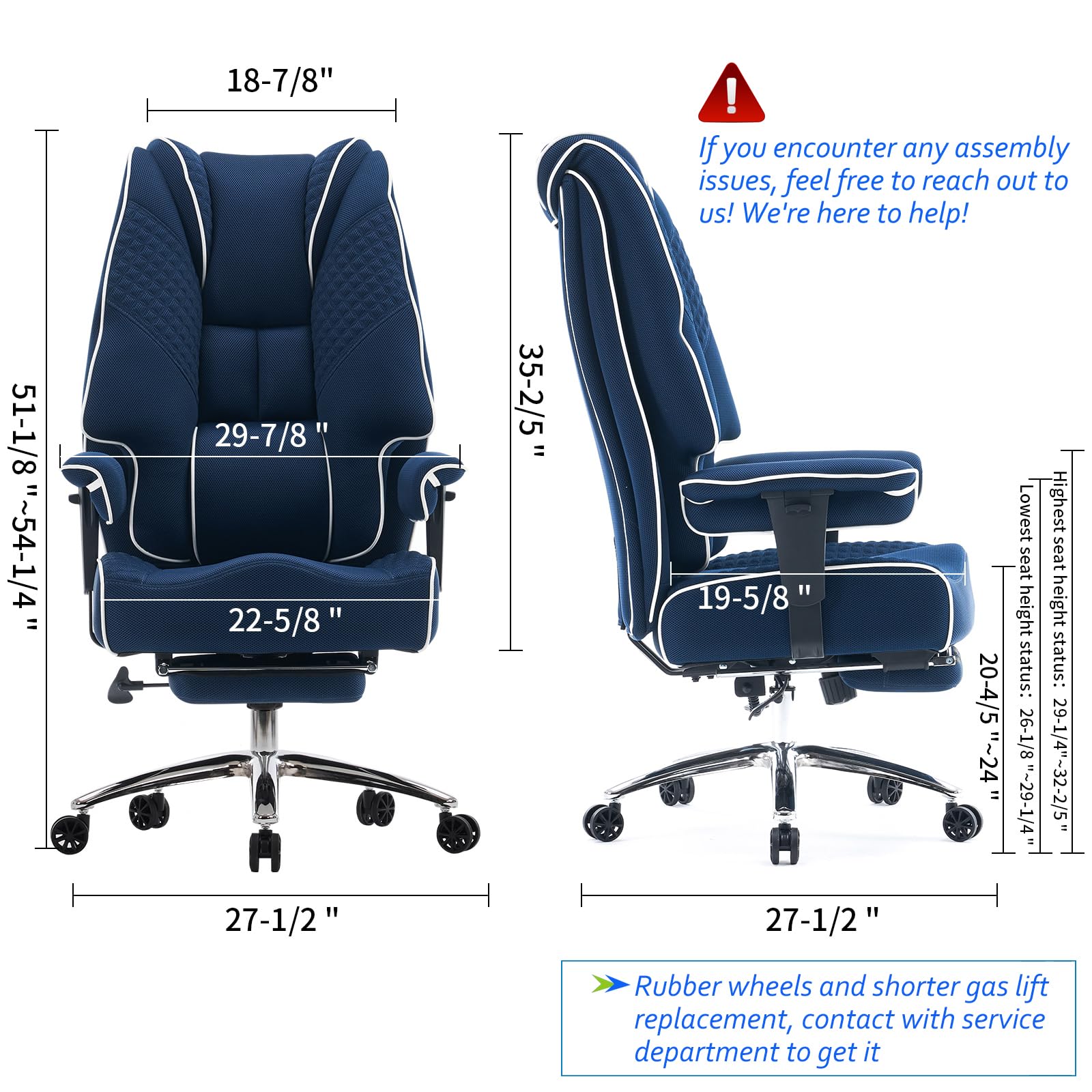 EXCEBET Ergonomic Office Chair – High Back PU Leather Executive Desk Chair with Adjustable Armrests, Swivel Computer Chair for Home/Office, Heavy Duty Support up to 400 lbs