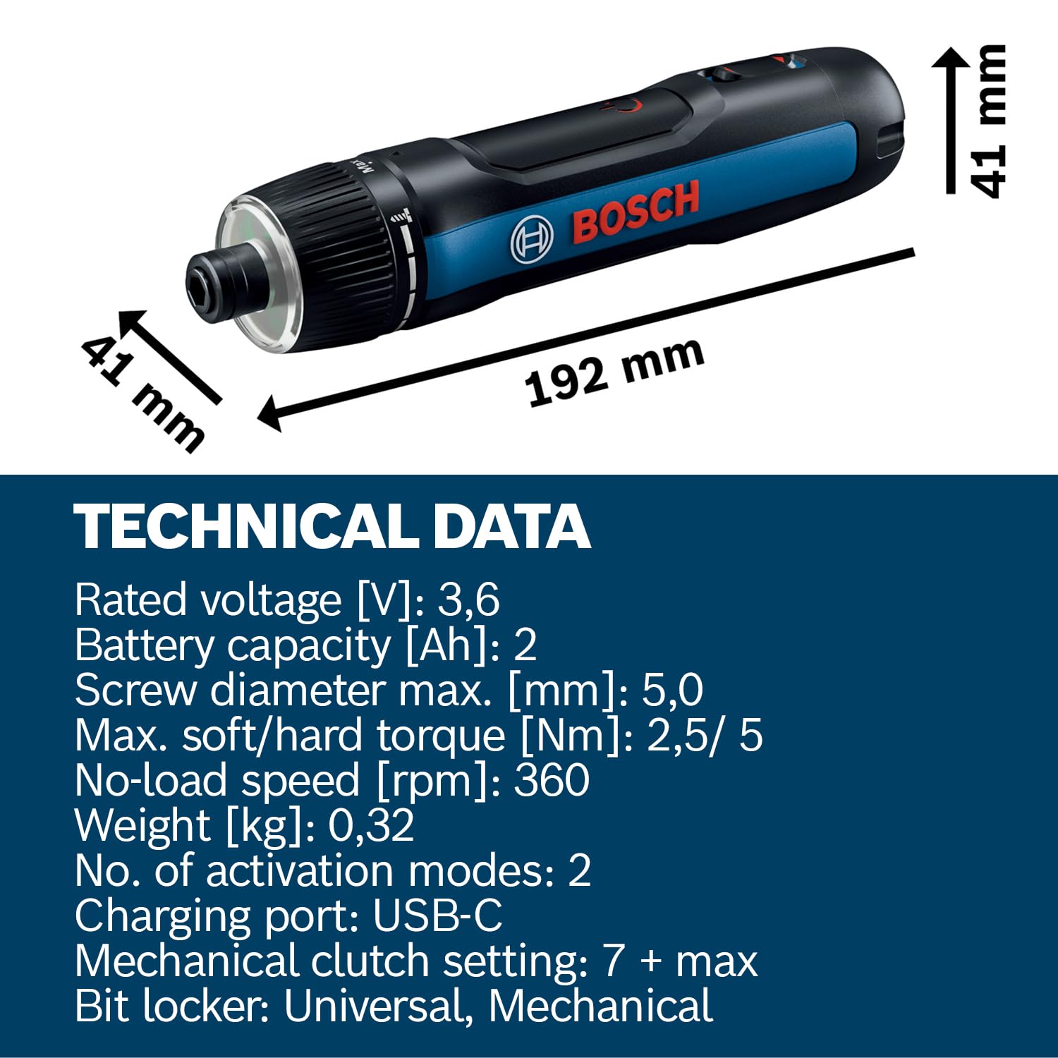 Bosch Professional Screwdriver Bosch GO 3 (incl. 8pcs bit Set, bit Holder, USB-C Cable, Mini Case)