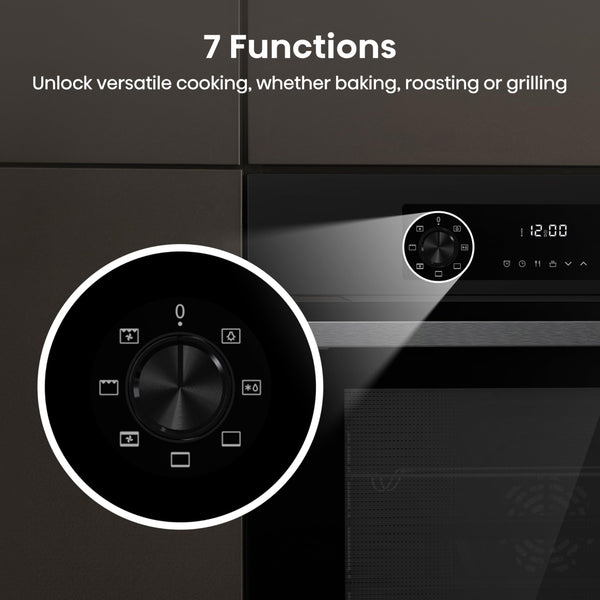 Hisense BI64211PB 77 Litre Built In Electric Single Oven With Pyrolytic Cleaning, Pizza Mode, Multiphase Cooking- Black 22x23x23 inches (LxWxH) - A+ Rated, Extra Large