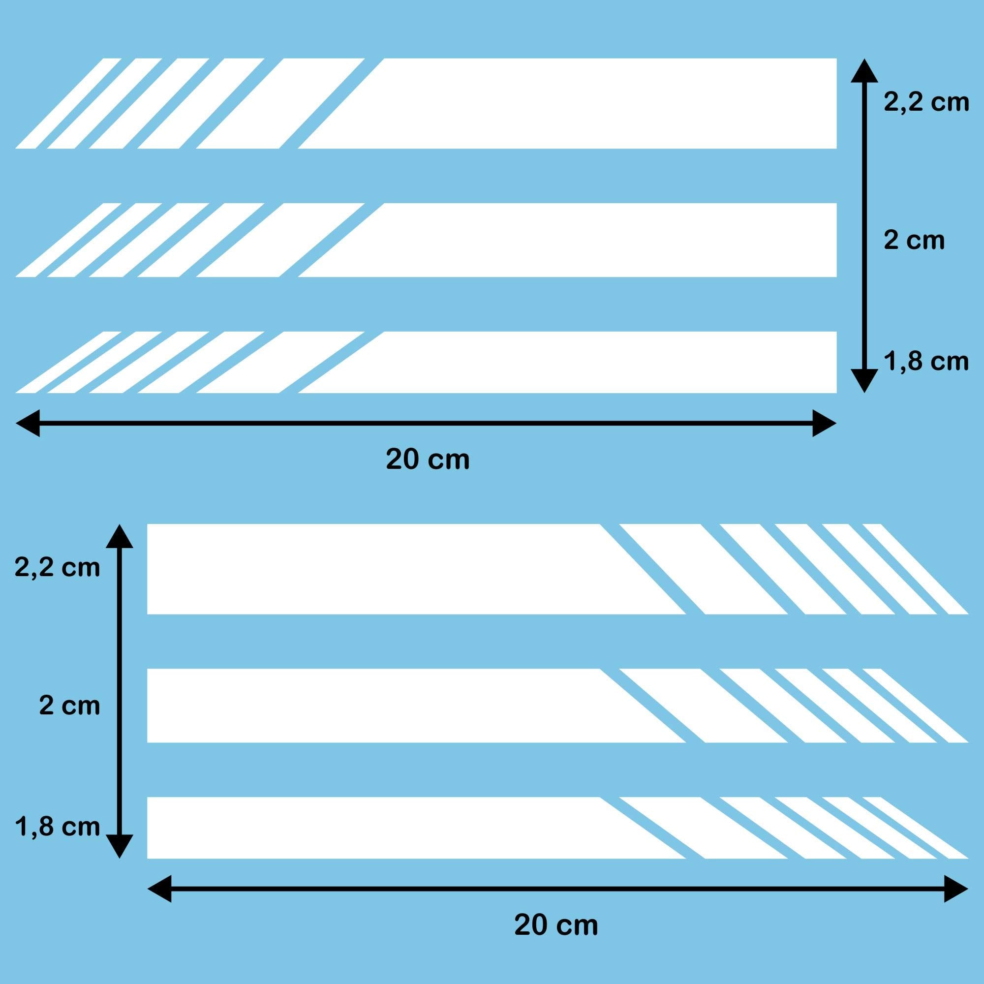 Pack 6 Units Car Rear View Mirror with Striped and Arrows Design | Rear View Mirror Adhesive with Stripes Fringes | Universal Car Mirror Stickers (Red)