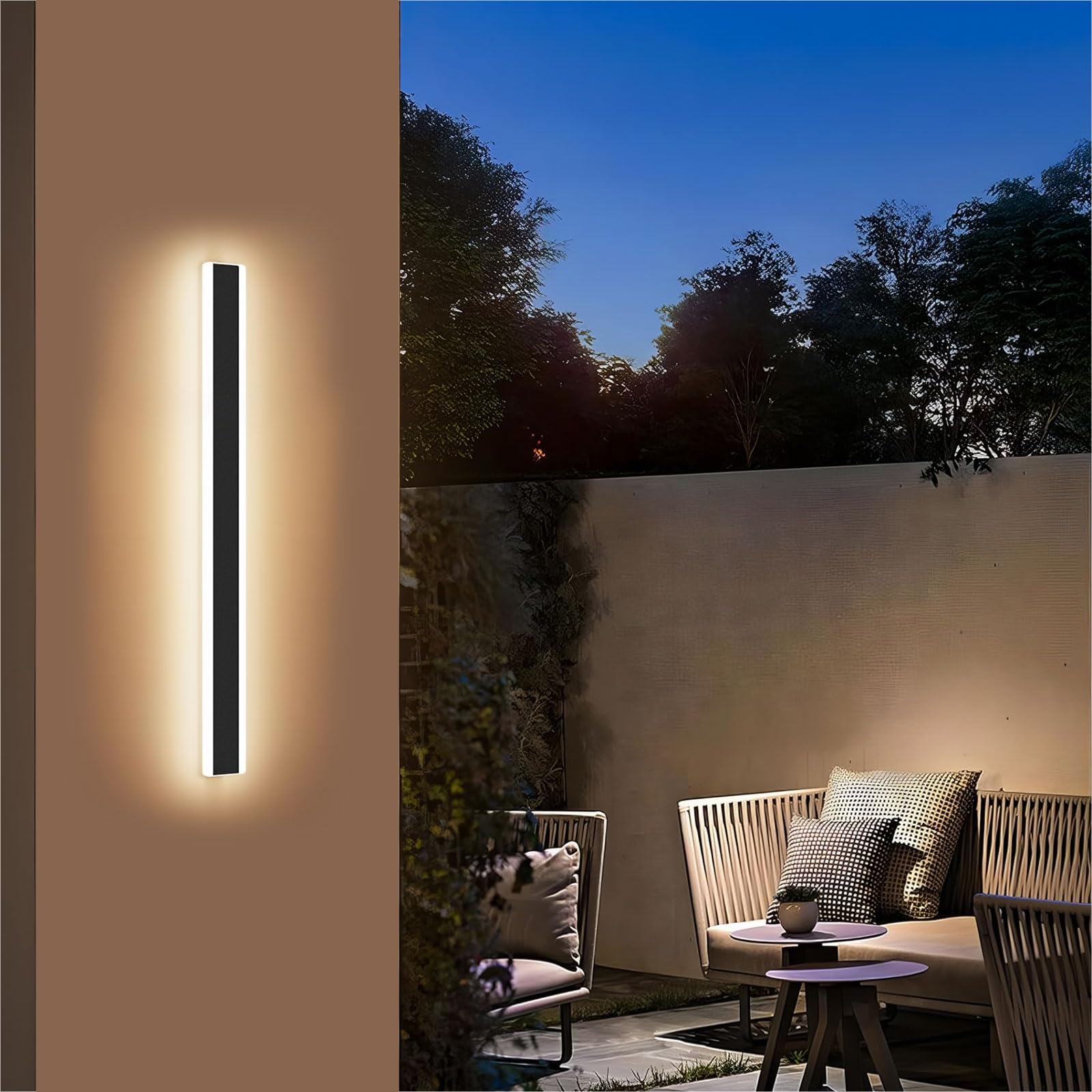 Mikeru 6500k Cool White Outdoor Wall Light, 150cm Modern Porch Wall Light, LED Vertical Long Acrylic Garden Fixture, IP65 Waterproof for Balcony, Living Room, Garage, Patio