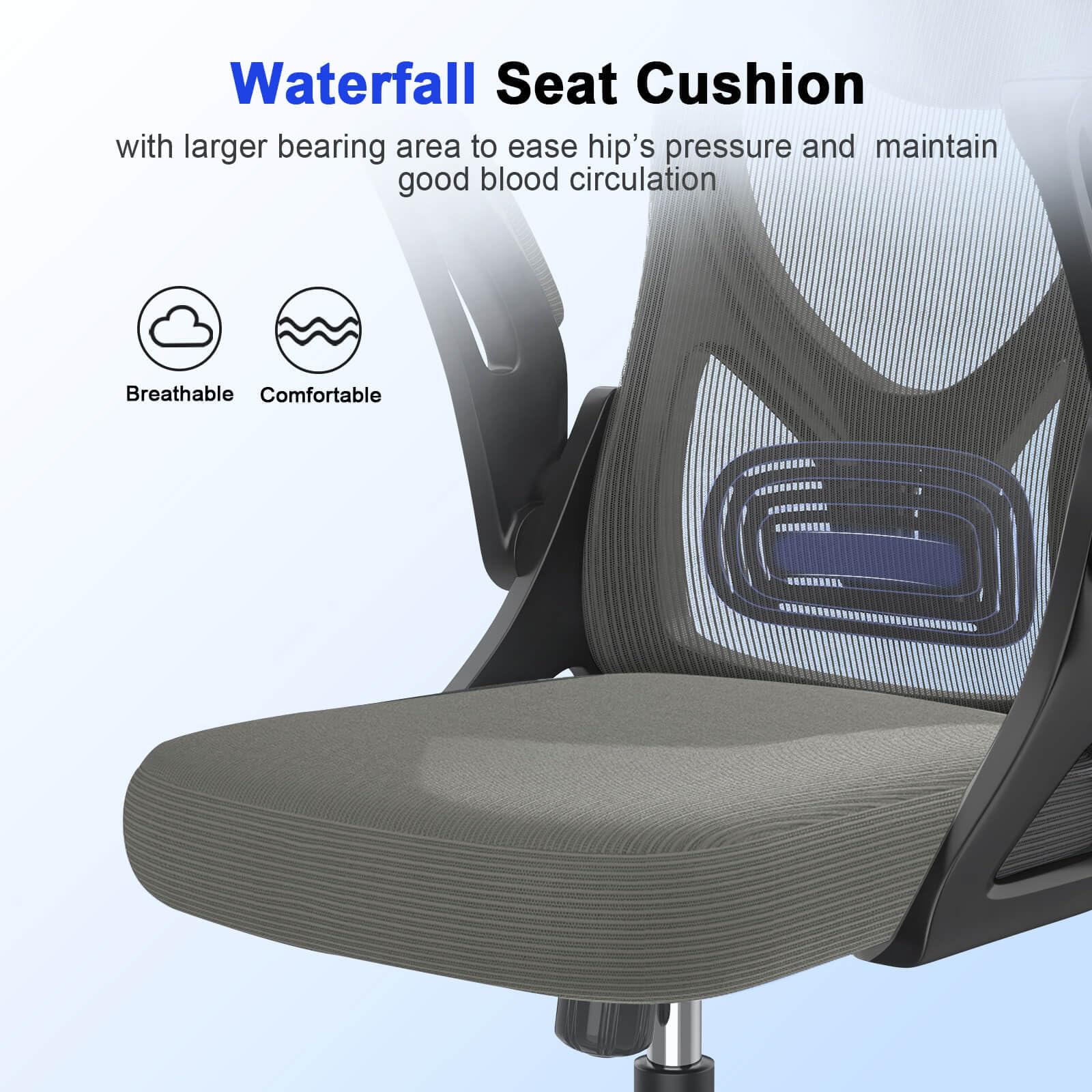 Office Chair - Ergonomic Desk Chair with Lumbar Support Headrest Adjustable, Padded Flip-up Armrests Comfy Seat Cushion High Back Executive Manager Chair For Home Office