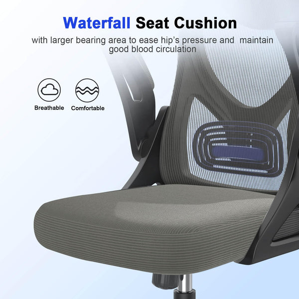 Office Chair - Ergonomic Desk Chair with Lumbar Support Headrest Adjustable, Padded Flip-up Armrests Comfy Seat Cushion High Back Executive Manager Chair For Home Office