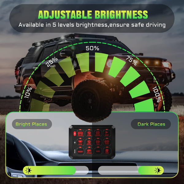 Chelhead RGB 6 Gang Switch Panel with APP Control, Universal Circuit Control Relay System, Multi-Function Bluetooth Remote Switch Panel, Compatible with Truck Boat SUV RV Trailer Marine ATV UTV