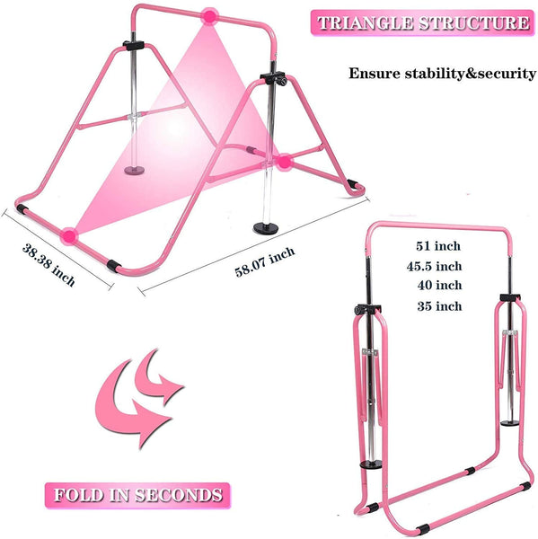 Horizontal Bar Gymnastics Kids Garden Home Reck Stretching Folding Value Gift Set, Fitness Expandable Gym Training Bar Equipment Adjustable Height for
