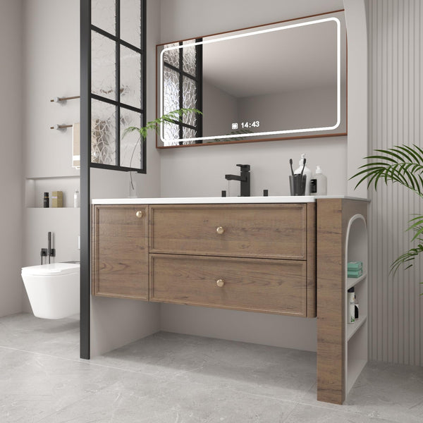 JSEVEM 40CM×3M Air Guide Design Extra Thick Beige Light Brown Wood Wallpaper Peel and Stick Waterproof Brown Wood Contact Paper Vinyl Self Adhesive Matte Textured Furniture Sticker for Kitchen Cabinet