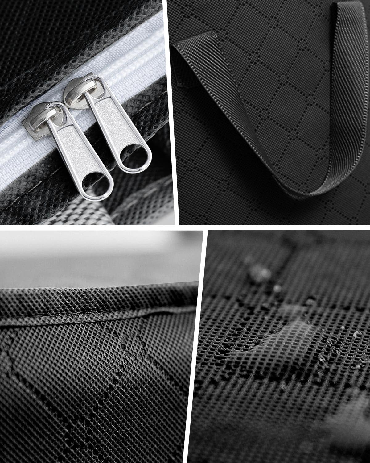 KALAHOL 90L Large Capacity Clothes Storage Bags with Zips, Storage Boxes with Lids, Reinforced Handle, Foldable, Thick Fabric, for Comforters, Clothes, Blankets, Bedding, 4 Pack, Dark Grey