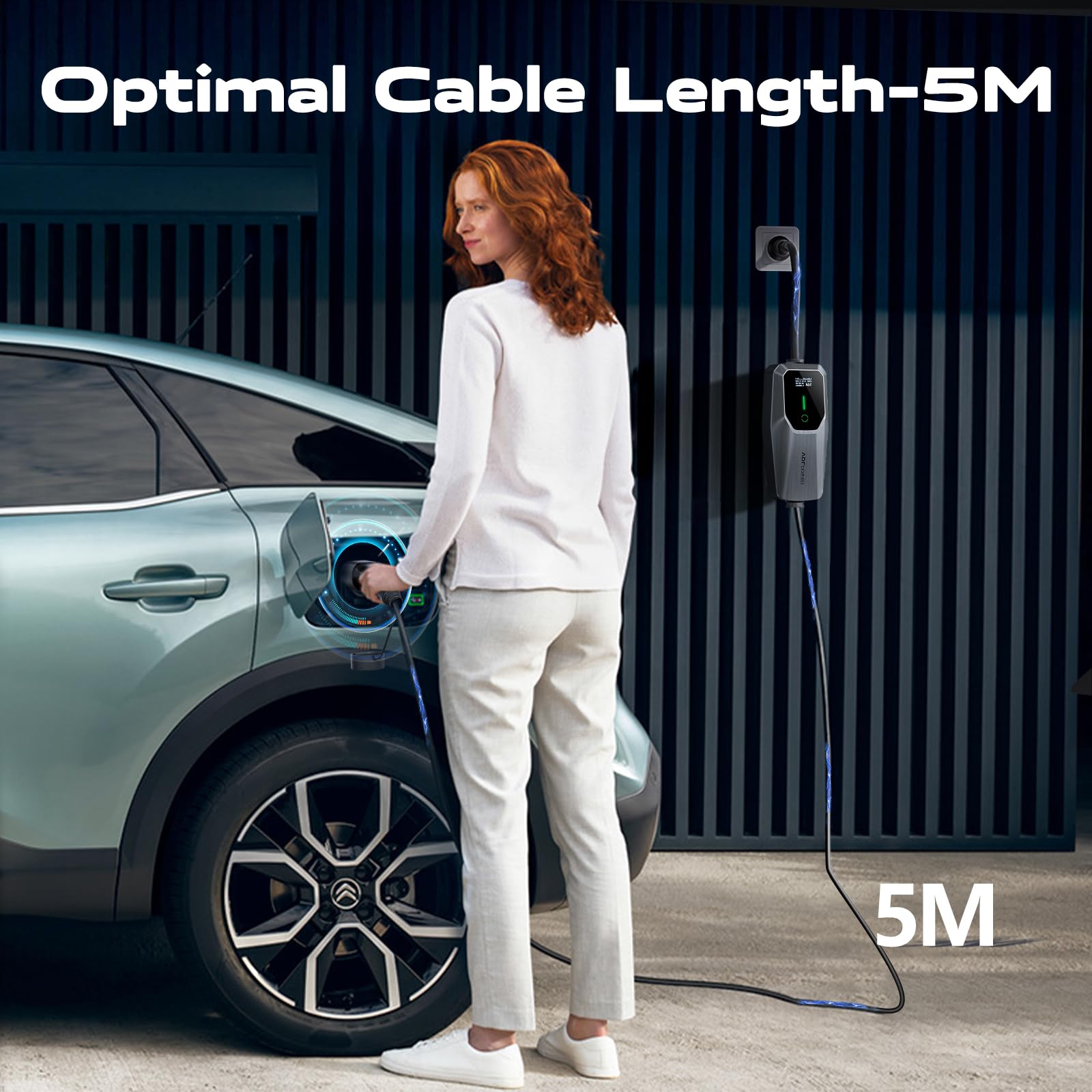 VDLPOWEREU EV Charger 3.6kw, 6A/8A/10A/13A Variable, 3Pin Home Electric Car Charger Cable Type 2, 5 Metres Single-phase Charger with LED Display& Carry Bag, IP65 Waterproof