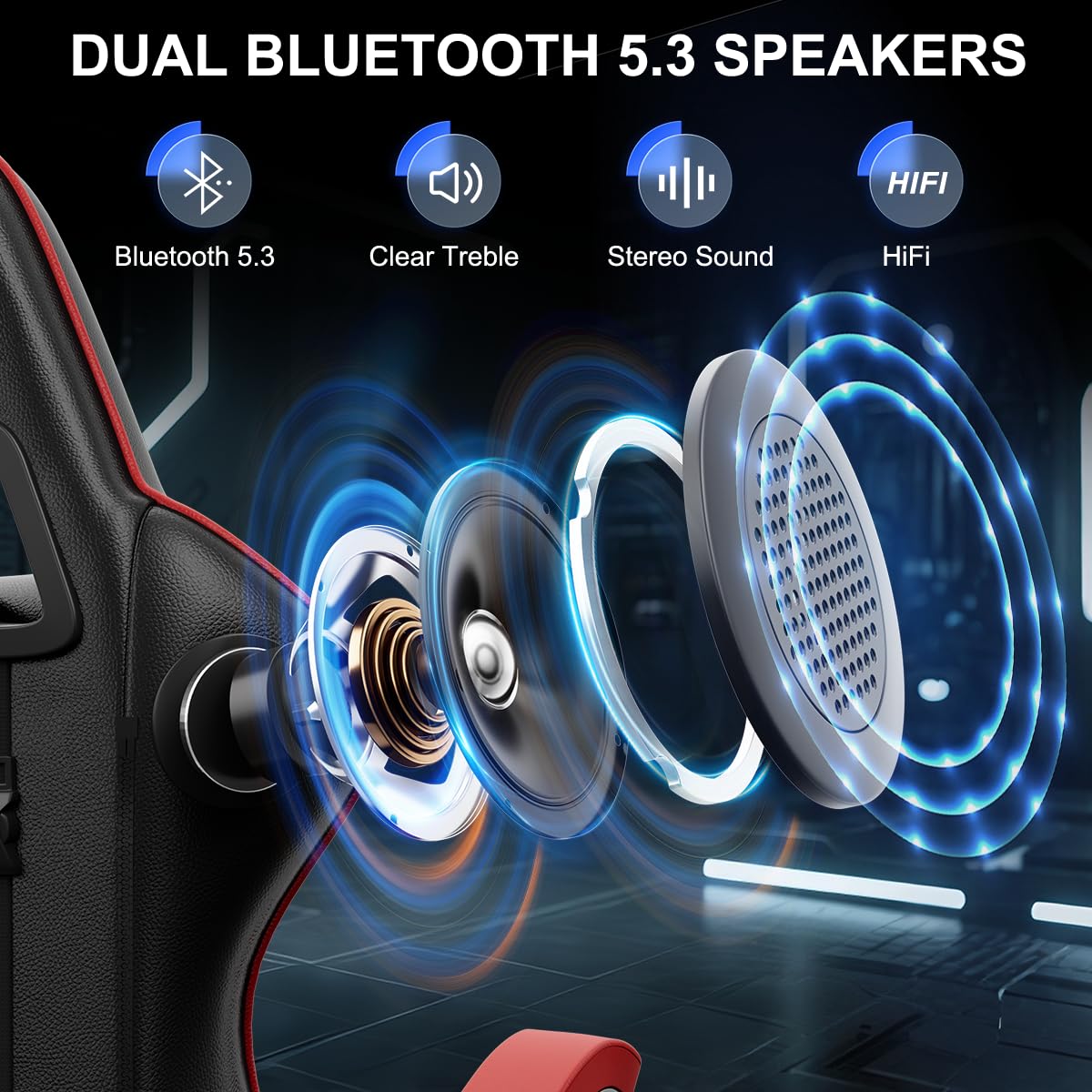 bigzzia Ergonomic Gaming Chair - Gamer Chairs with Lumbar Cushion + Headrest, Height-Adjustable Office & Computer Chair for Adults (without footrest, White)