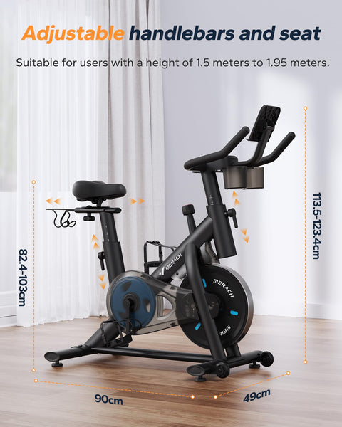 MERACH Exercise Bike with LED Display, Stationary Bike with Exclusive App for Customized Exercise Plans, Quiet Indoor Cycling Bike Exercise Equipment for Home Gym Use, 300lbs Weight Capacity