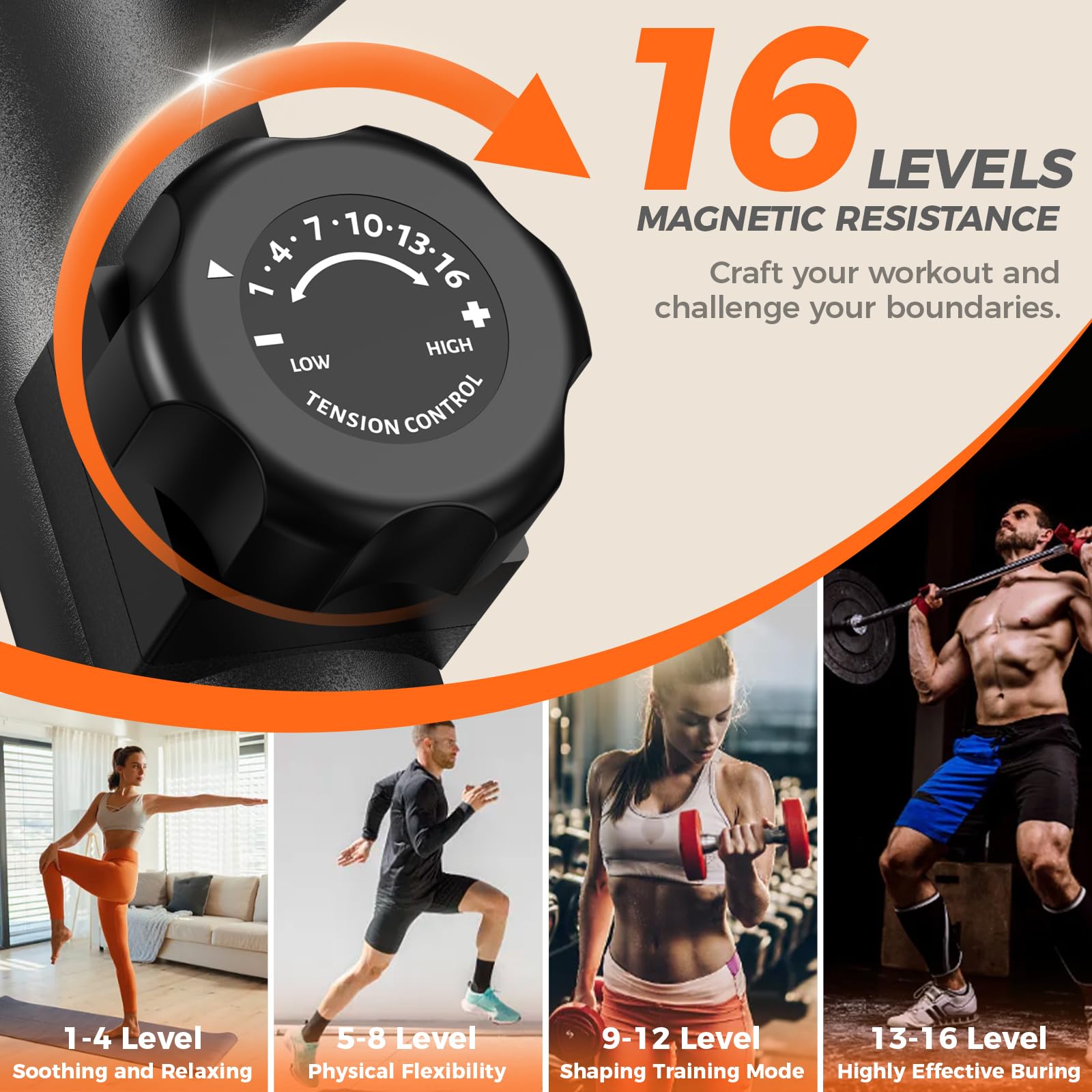 pooboo Elliptical Machine, Elliptical Exercise Machine with 16-Level Resistance&Hyper-Quiet Magnetic Driving System, Elliptical Machine for Home with LCD Monitor&15.5IN Stride, 350LBS Weight Capacity