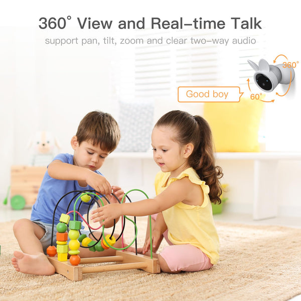 ARENTI 2.5K 5Ghz&2.4G Wifi Baby Monitor with Camera,5-inch 720P Display,Night Vision,Pan Tilt,Night Light,Auto Track,3350mAh Battery,Cry&Motion Detection,2-Way Talk,App&Screen Control