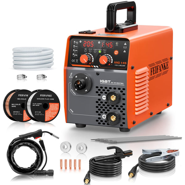 FEIFANKE MIG Welders 240V 250A 6 in 1 Without Gas MIG/Gas MIG/MMA/Lift TIG/Spot Welding/Single Pulse MIG Welding Machine IGBT Inverter Gasless MIG Welders with Fast Wire Feed Gas Test