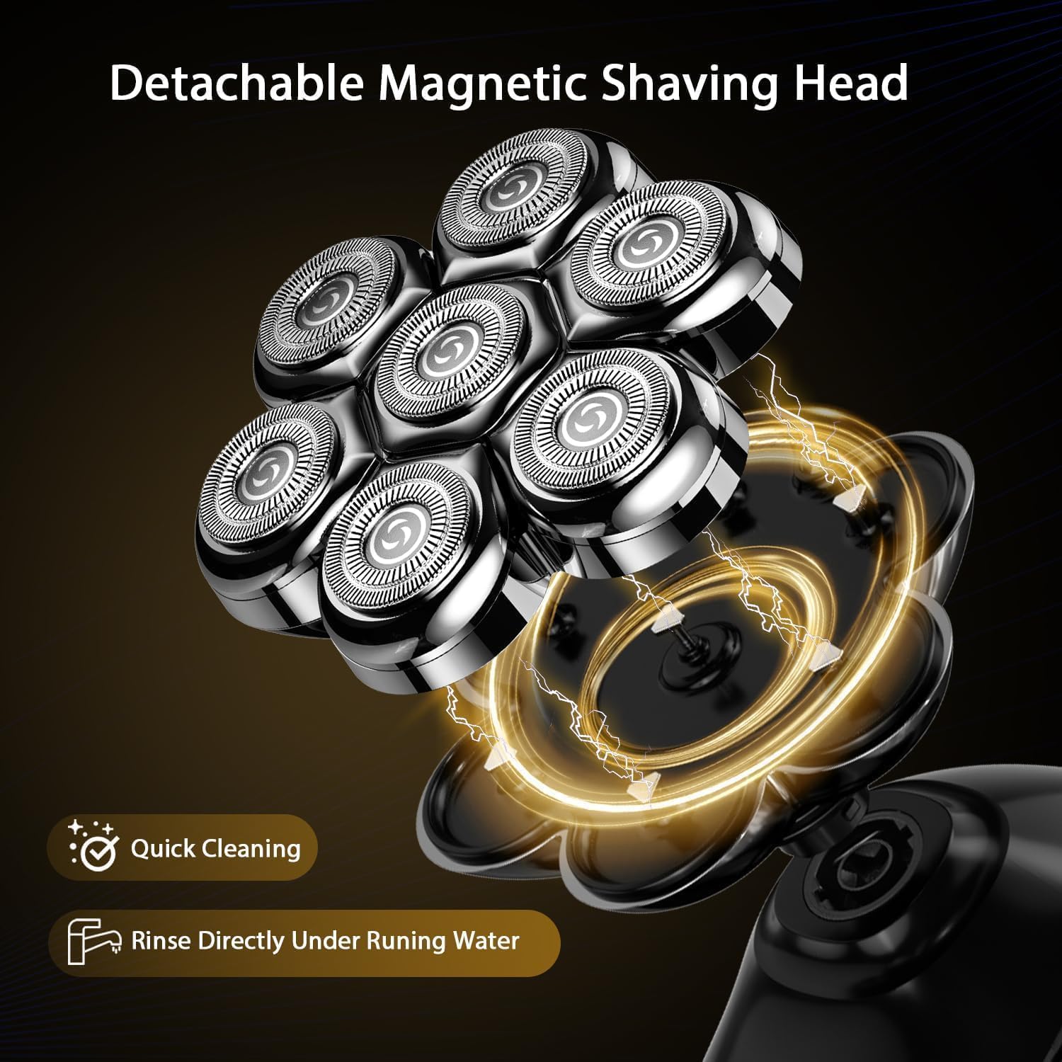 EenaPey Electric Head Shavers for Men：5 in 1 Electric Razor for Bald Men with 7D Floating Head-IPX7 Waterproof Wet/Dry LED Display and Type C Rechargeable Grooming Kit Used for Face/Head/Scalp