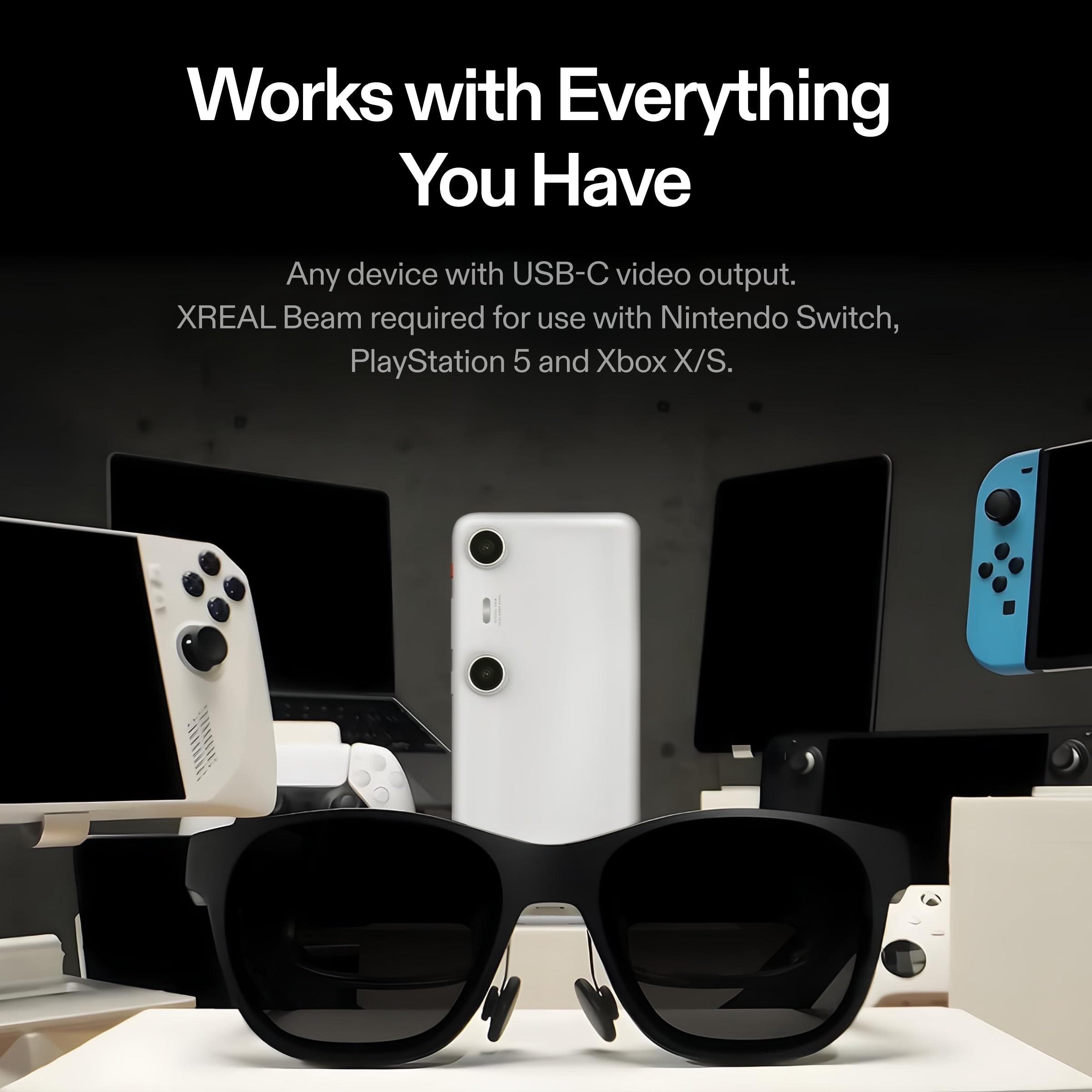 XREAL Air 2 Pro AR Glasses – 130" Spatial Display, 120Hz, 46° FOV, TÜV Certified Eye Comfort, Plug & Play – Compatible with iPhone 15/16, Steam Deck, ROG Ally, Mac, Android & PC