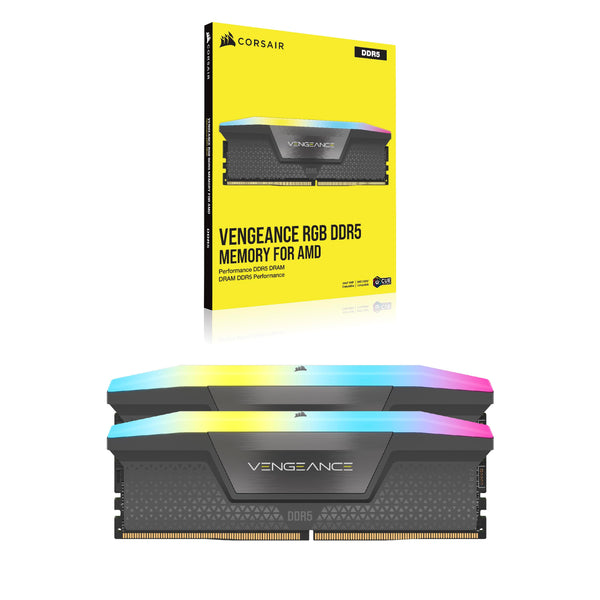 CORSAIR VENGEANCE RGB DDR5 32GB (2x16GB) DDR5 6000MHz CL30 AMD EXPO Intel XMP iCUE Compatible Computer Memory – Gray (CMH32GX5M2B6000Z30K)