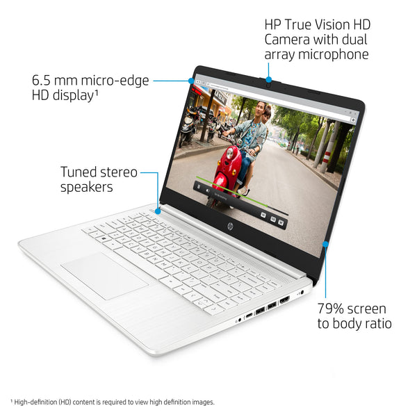 HP Stream 14" Laptop, Intel N4120 Processor, 4 GB RAM, 64 GB eMMC, Intel UHD Graphics, HD Display, Dual Speakers, Microsoft 365 Personal 12 month included, Win 11, Jet Black, 14s-dq0000sa