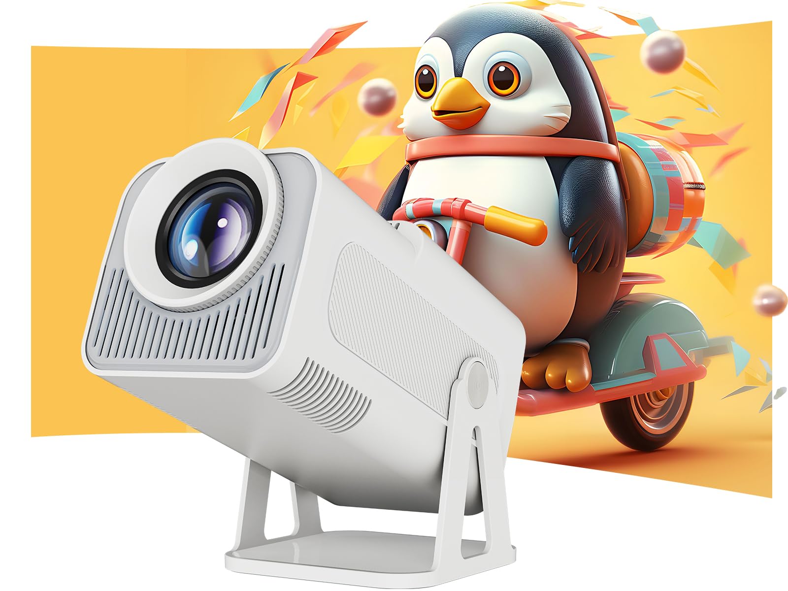 Upgraded HY320 Android 13 Smart Projector 4K Netflix Official, 320 ANSI Projector with WiFi Bluetooth, 180° Rotatable, Auto Keystone, ChatGPT Voice Assistant Portable Video Projectors for Bedroom