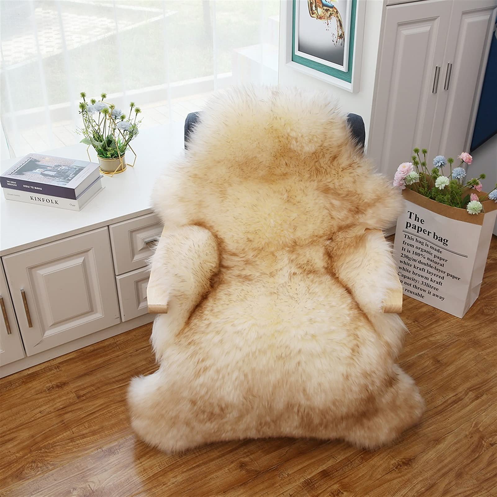 Altlue Genuine Sheepskin Rug - Natural Full Sheepskin Throw (70x100cm)