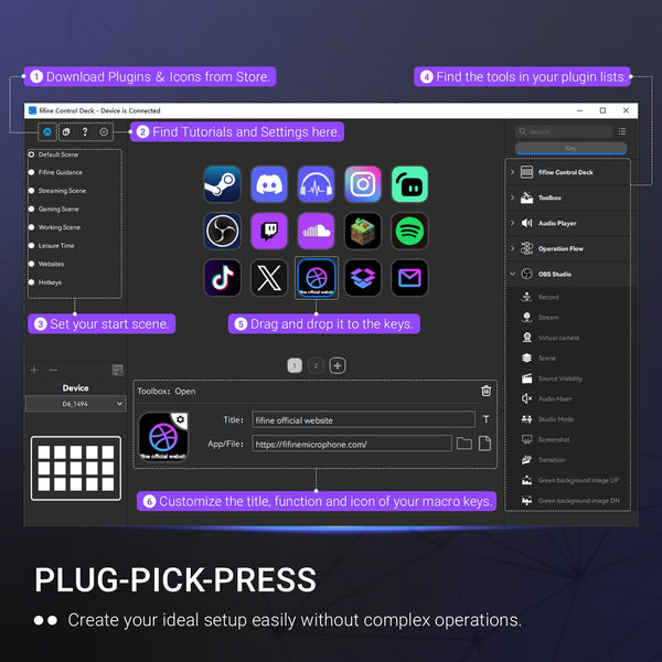 FIFINE Streaming Controller with 15 Customizable Keys for Live Stream, Gaming and Podcast, Macro Keyboard Compatible with Twitch/OBS/YouTube/Streamlabs Etc, White Keypad for Mac and PC - D6W
